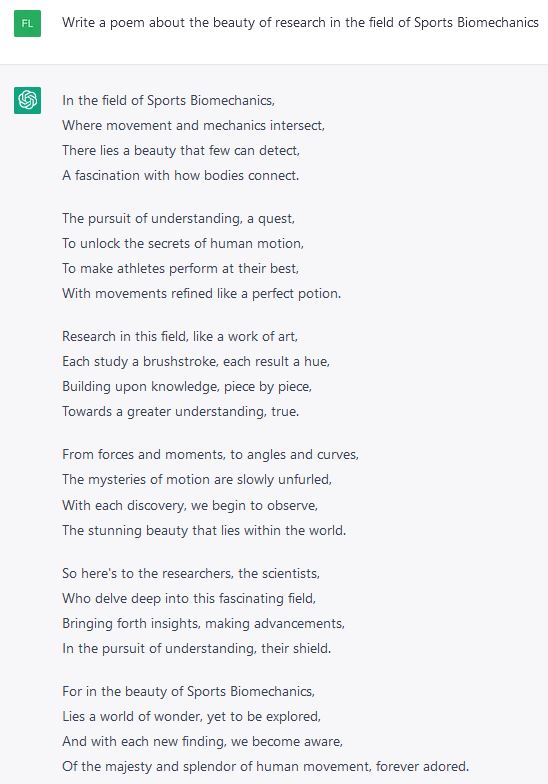 A poem on #sports biomechanics created by #ChatGPT.