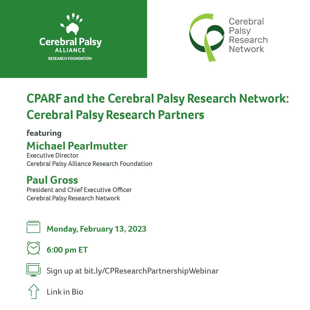 ResearchForCP's tweet photo. We’re excited to announce that we’re partnering with @CPRN_org to transform the lives of people with #CerebralPalsy! The partnership will generate new findings about #CP &amp; ensure that people with CP and their parents, caregivers &amp; medical teams can benefit from proven science. https://t.co/r3b1yvpzke