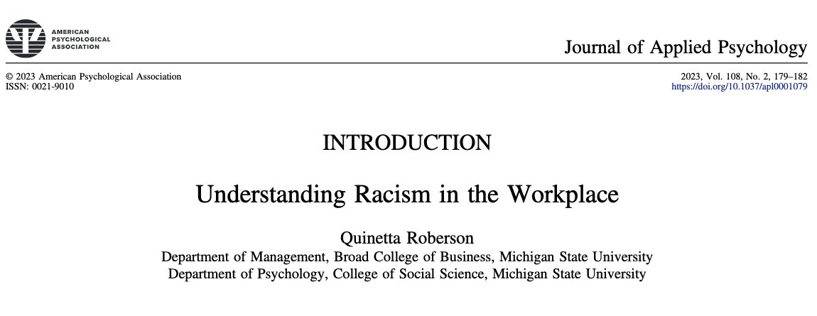 A new issue of JAP is out now, featuring a special section on "Understanding Racism in the Workplace"  by guest editor @QuinettaPhD! Check out the articles here: thejournaleditorscorner.com/jap-current-is…