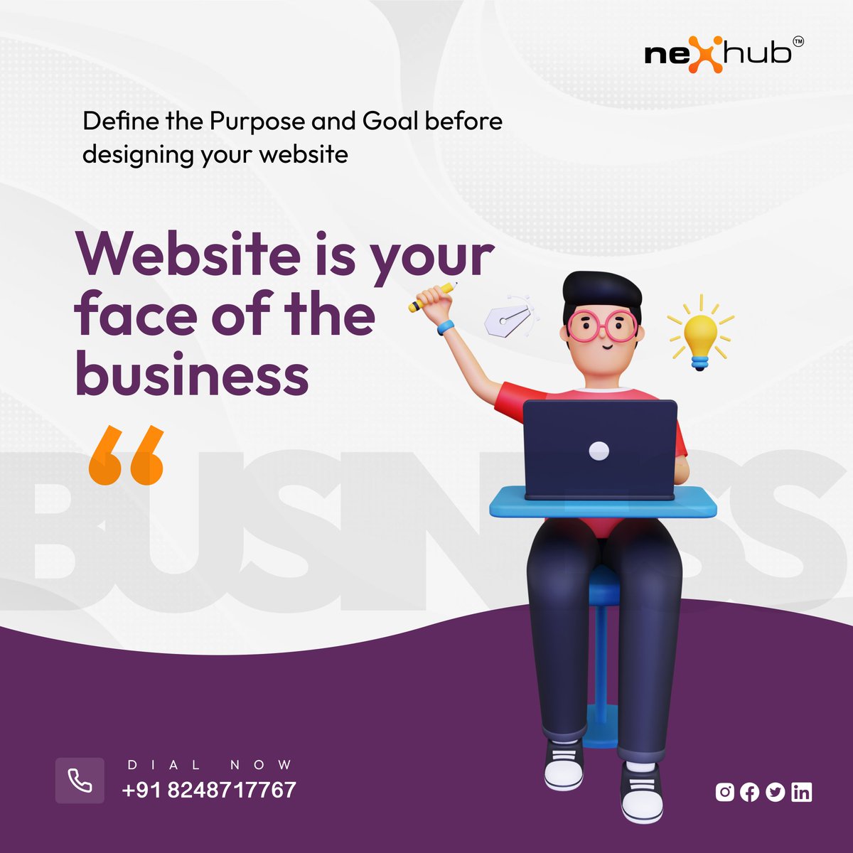 NexHub_LLP_'s tweet photo. Recognise why the Website is being created;
Will it be your creative Website?
Will it provide leads?
Will people find me naturally?
Discover the goal, then build around it.

#WebsiteDevelopment #webdevelopment #websites #uiuxdesign #brand https://t.co/xPkQOjr2MG