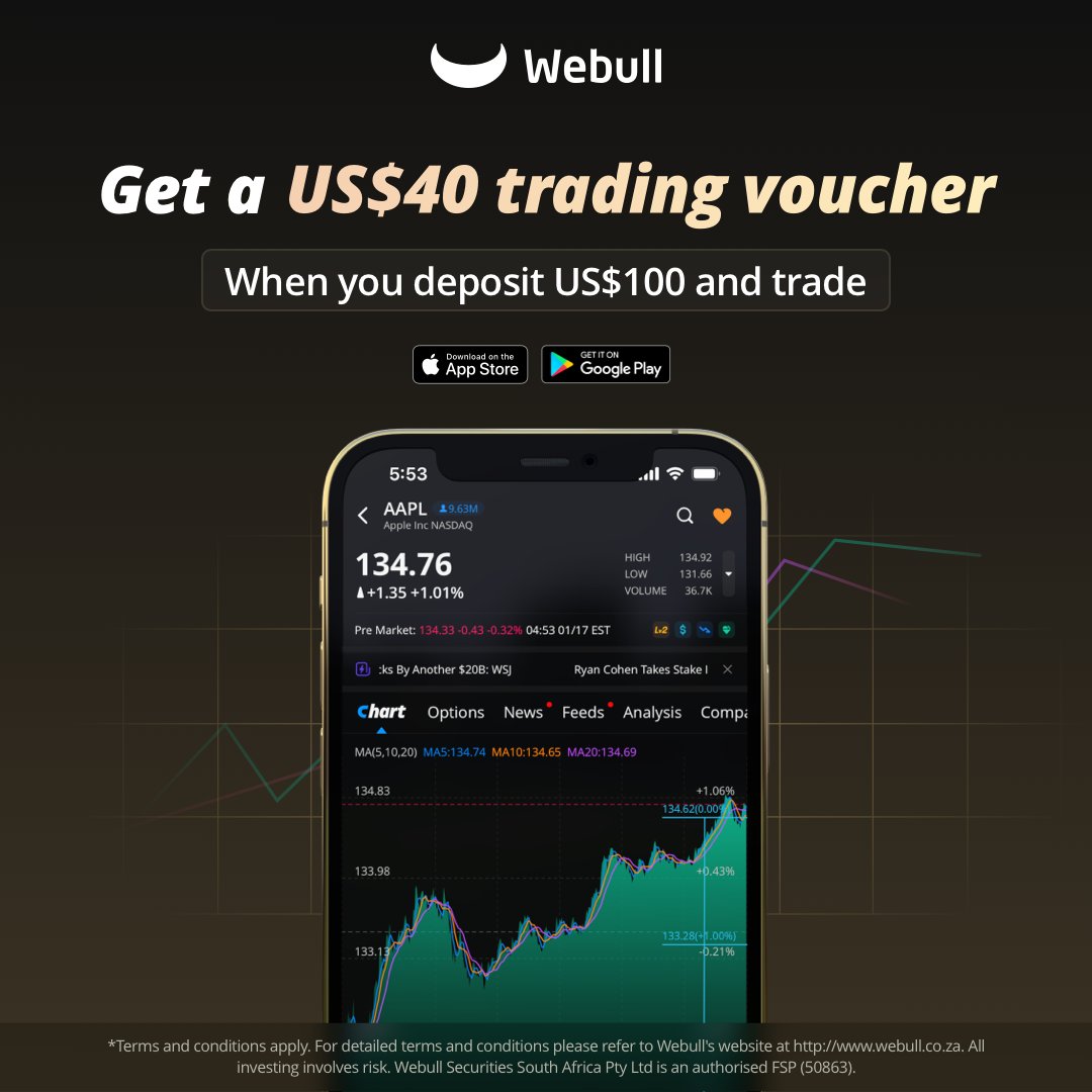 2 Steps to earn US$40 trading voucher
1. Initial Deposit US$100 and execute 1 buy trade in US Stock/Shares/ETFs
2. Execute 1 buy trade in US Options
[Welcome Offer] webullza.onelink.me/JN1U/nlcyog7k
#webull #usstock #usmarket #welcomeoffer
*Terms and Conditions apply.