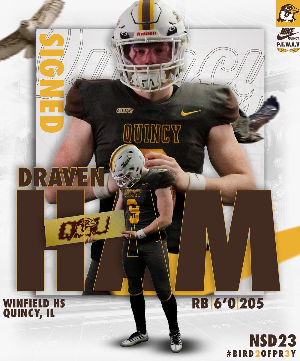 QUHawksFootball's tweet photo. Draven Ham is a Hawk!
Winfield HS 
POS: RB HT: 6’0 WT: 205
Welcome to the family Draven! @HamDraven 

#PEWAV #FFF #HOLDtheROPE https://t.co/za7PRSN5vu