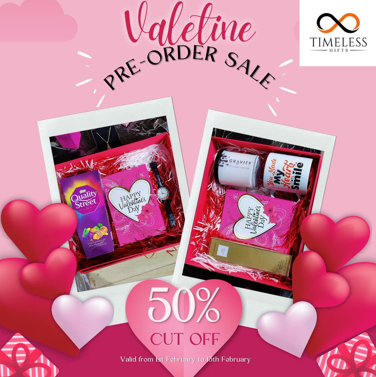 GardenCityNbi's tweet image. Valentine's around the corner
Mapema ndio best! Call 0712990999 to Pre-order your Valentine's gift at @timelessgifts0 and enjoy a 50% discount! #ValentinesDay #TimelessGifts