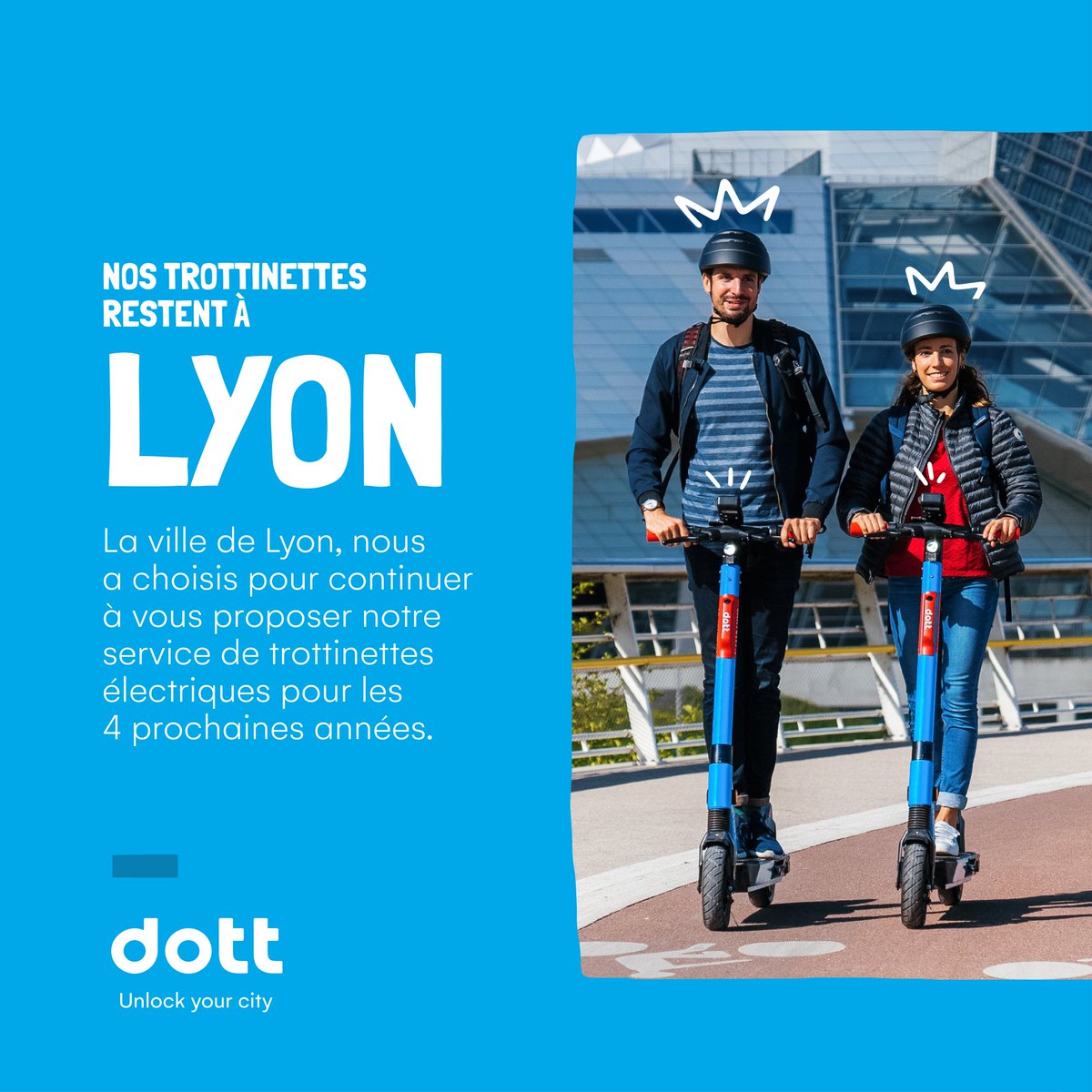 dott_fr's tweet photo. 🛴 La @villedelyon nous renouvelle sa confiance pour les 4 prochaines années 🇫🇷.

Merci aux élus et aux services pour la collaboration étroite, ensemble continuons de proposer un service fiable, utile et décarboné aux Lyonnais.🍃

#unlockyourcity #trottinettes #France #Lyon https://t.co/iiZVni0us3