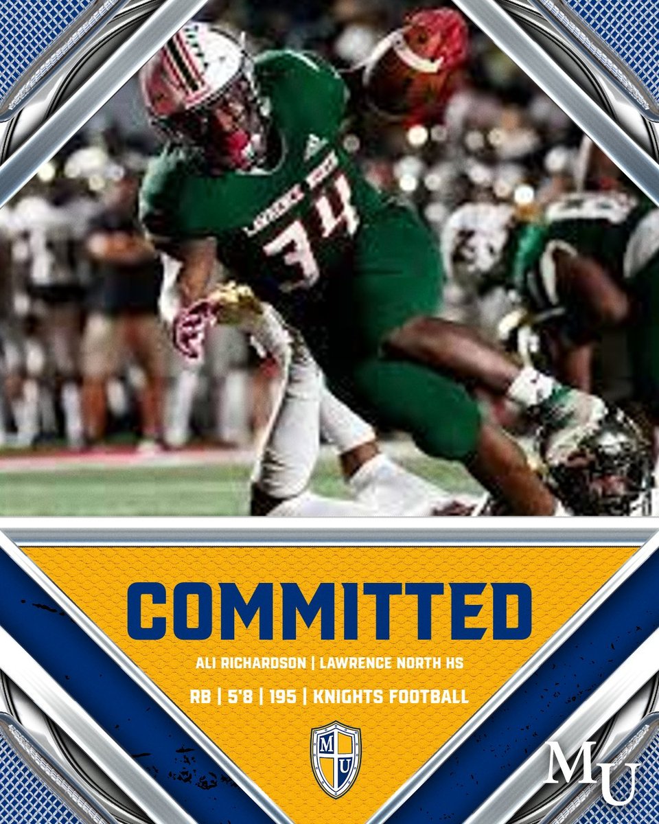 MarianUFootball's tweet photo. Welcome to the KnightShow, Ali Richardson!

Running Back from Indianapolis, IN

#BeAKnight https://t.co/kGJ17sGyyf