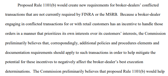 dlauer's tweet photo. The SEC got this one wrong - they're focused on brokers handling orders for retail - that's too narrow. Every broker has an incentive to handle orders in a manner that prioritizes its own interests over its customers' interests - not just retail brokers. #BestEx https://t.co/aFJbxX8I43