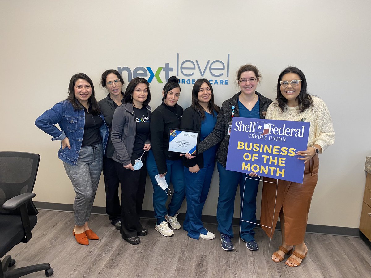 Nextleveluc's tweet image. Next Level’s Pasadena urgent care clinic was recently recognized as “Business of the Month” from @shellfcu!👏
.
.
.
.
#hardworkpaysoff #goteam #valuesdriven #partnershipsmatter #urgentcare #bestofthebest #nextlevel #recognitionawards