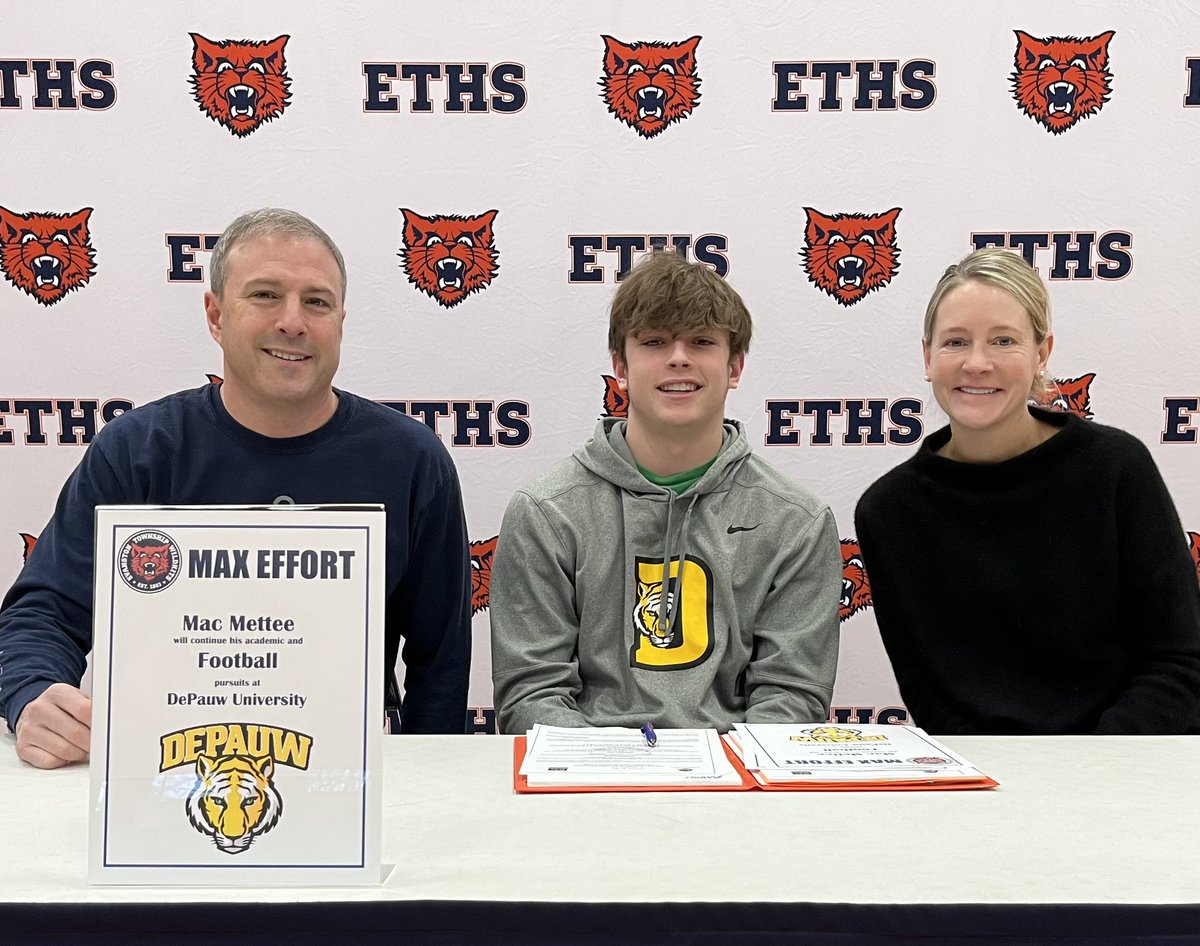 Congratulations &amp; #MaxEffort to Mac Mettee on his commitment to attend school and continue playing Football at DePauw University!!! 
#Kits2College #SigningDay
<a href="/the_evanstonian/">The Evanstonian</a> <a href="/EvanstonPatch/">Evanston Patch</a> <a href="/CSL_Varsity/">CSL Varsity</a> <a href="/EvRoundTable/">Evanston RoundTable</a> <a href="/ETHSWildkits/">Evanston Township High School</a> 
<a href="/DePauwTigersFB/">DePauw Football</a>