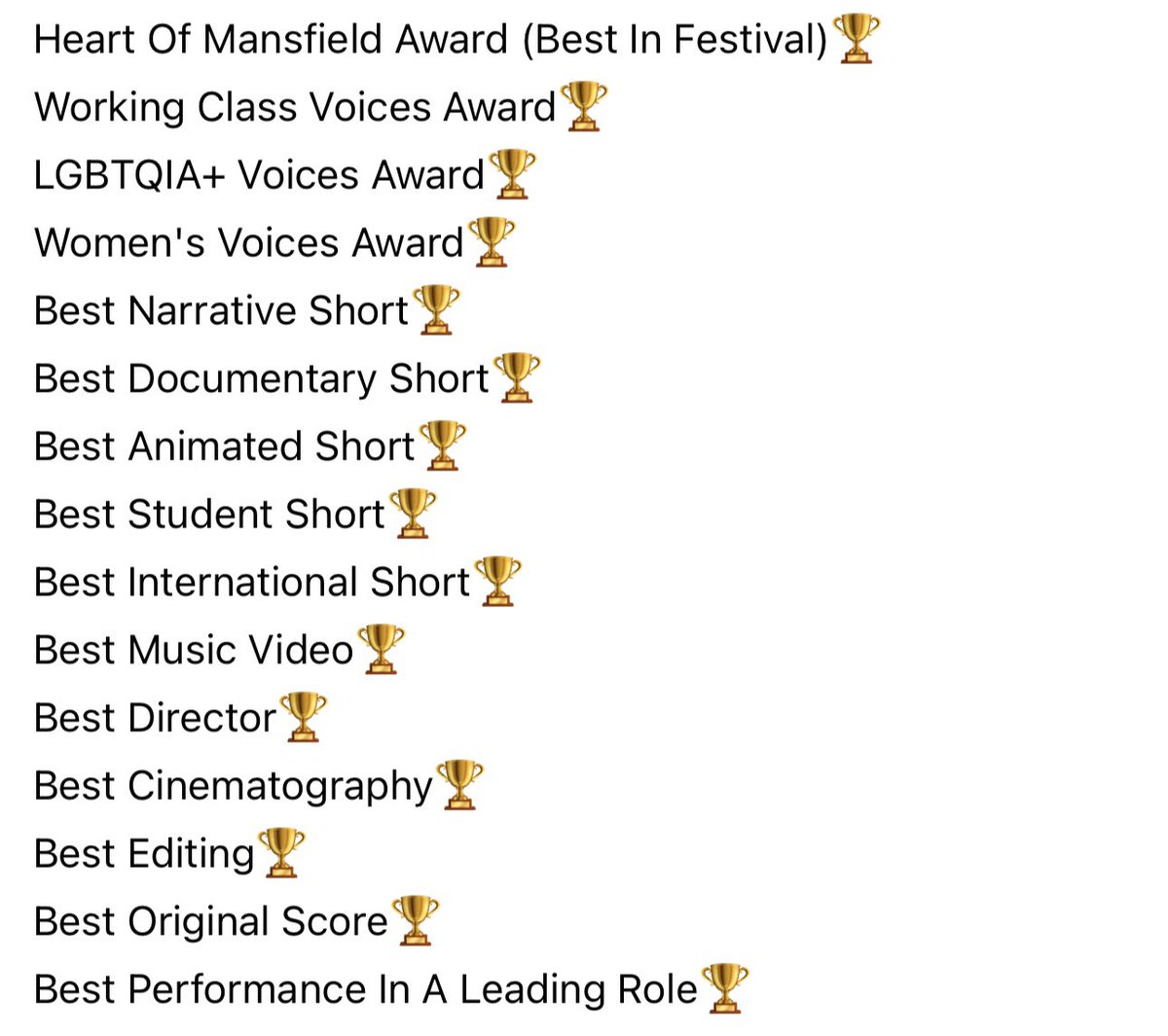 🚨SUBMISSIONS NOW OPEN🚨 filmfreeway.com/MansfieldTownF…

🏆Mansfield Film Awards🏆

Our festival will conclude with an in-person awards evening, celebrating all the incredible talent shown, and rewarding the chosen few, selected by our jury panel of industry veterans and local stars!