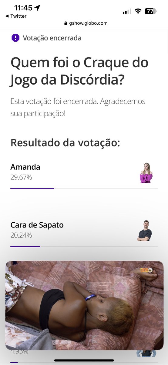 maa_eugenia's tweet photo. Amanda venceu a votação do Gshow e foi eleita a Craque do Jogo da Discórdia com 29.67% dos votos. 
✨💖 @draameirelles https://t.co/YPZiPqzltC