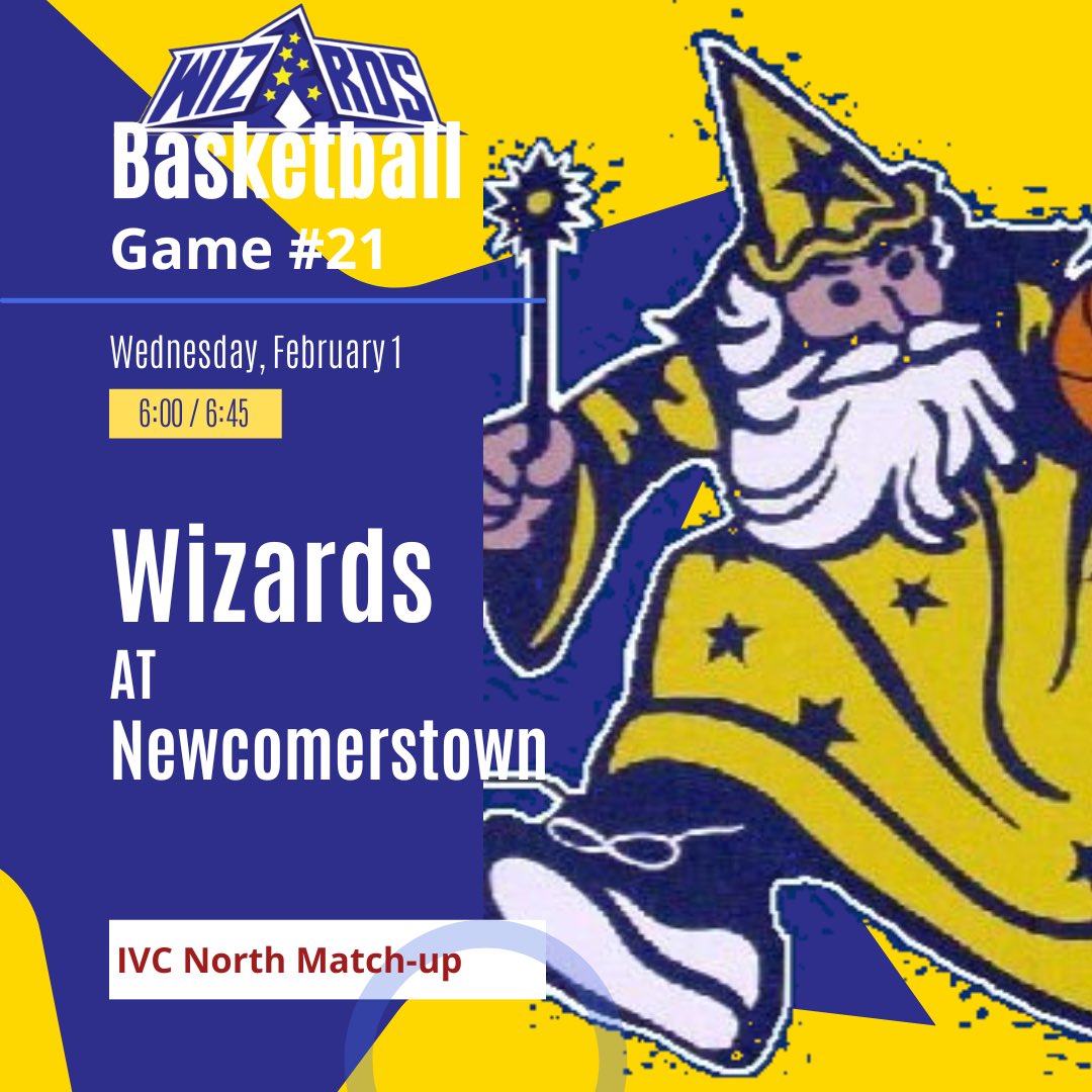WizardsofOs's tweet photo. It’s GAME DAY for the Wizards as we travel to Newcomerstown for our final IVC North game of the season.  The JV game starts at 6:00pm and will be two quarters!  We hope to see you there! #GetToNOTGotTo #GoWizards https://t.co/7k7xclgJhj