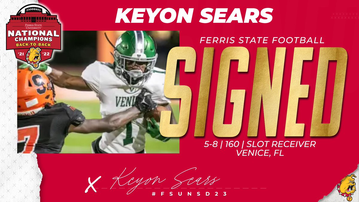 FLORIDA PLAYMAKER! Explosive slot receiver Keyon Sears from Venice HS in Florida has inked with the Bulldogs! Welcome &amp; congrats on signing with the national champs! <a href="/Slide1time/">Keyon sears</a> #FSUNSD23