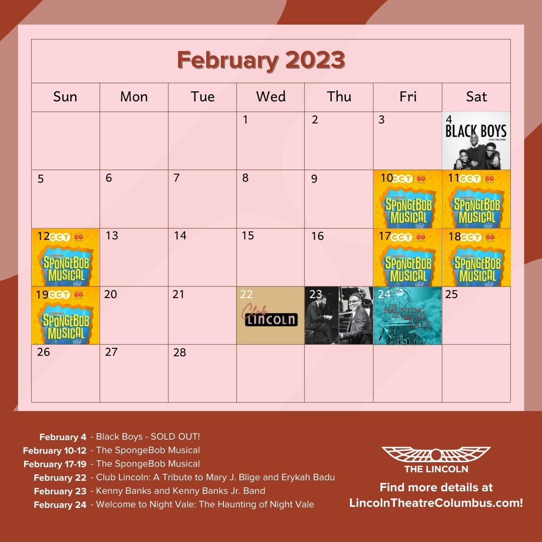 📅 New month, new events coming to the Lincoln!

Go to LincolnTheatreColumbus.com to learn more about all of February's events!

#lincolntheatre #atthelincoln #columbusohio