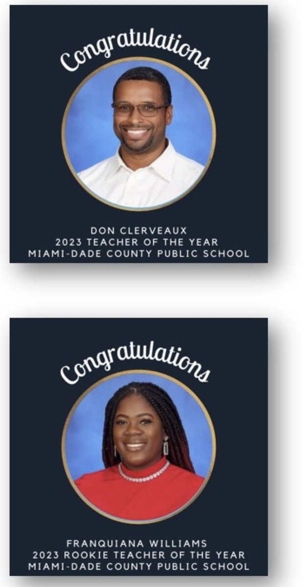 MDCPSCentral's tweet photo. The CRO celebrates the dedication of two amazing educators named TOY and RTOY. Don Clerveaux and Franquiana Williams inspire students in the Central Region daily! Thank you! @SuptDotres @MDCPS https://t.co/eTjRncLUKS