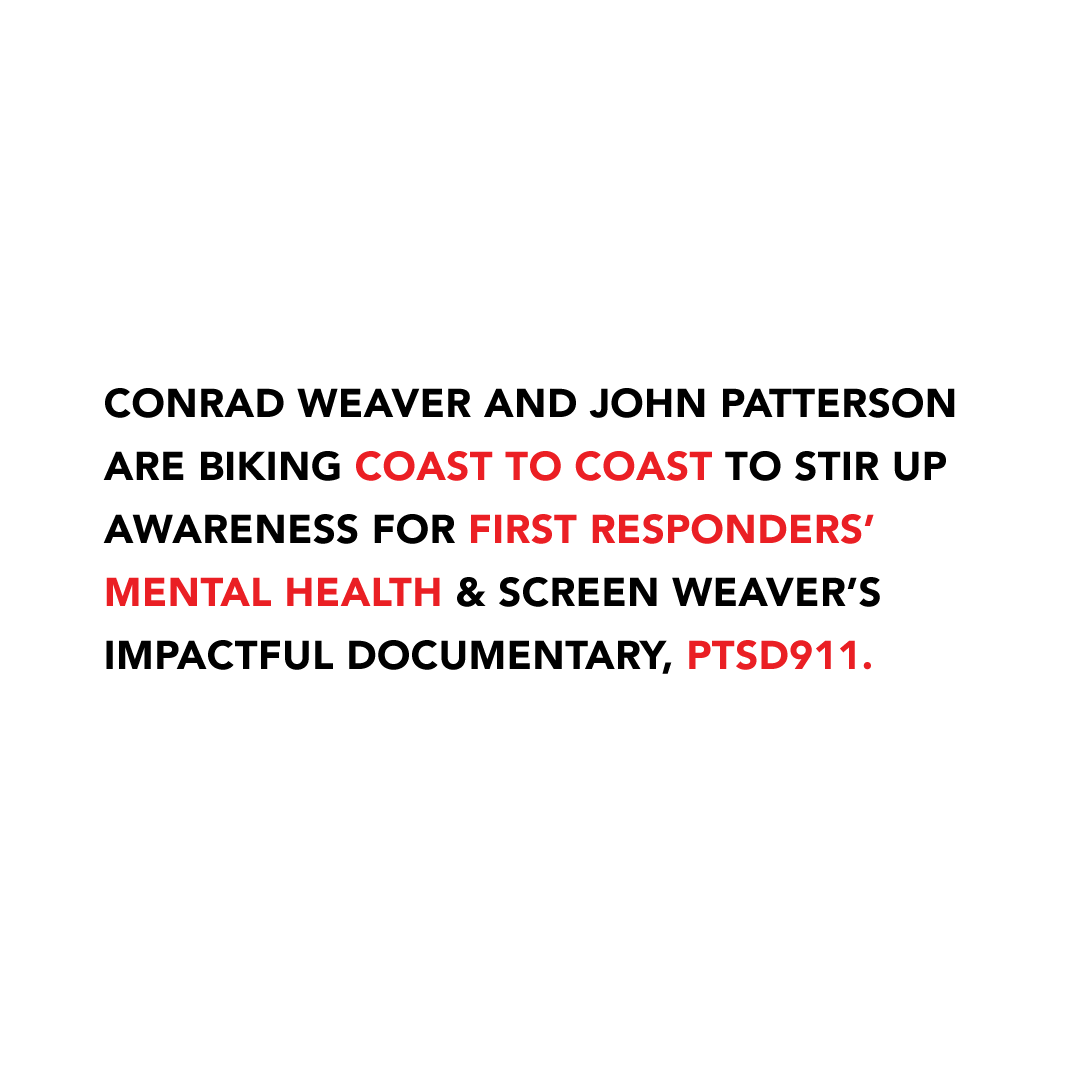 PTSD911Movie's tweet photo. Conrad Weaver and John Patterson are biking coast to coast to stir up awareness for first responders’ mental health and screen Weaver’s impactful documentary, PTSD911.
@ridepriority #priority600 #ptsd911movie #ptsd #firstresponders #biketour #filmtour #coast2coast23 https://t.co/scx57VEczd