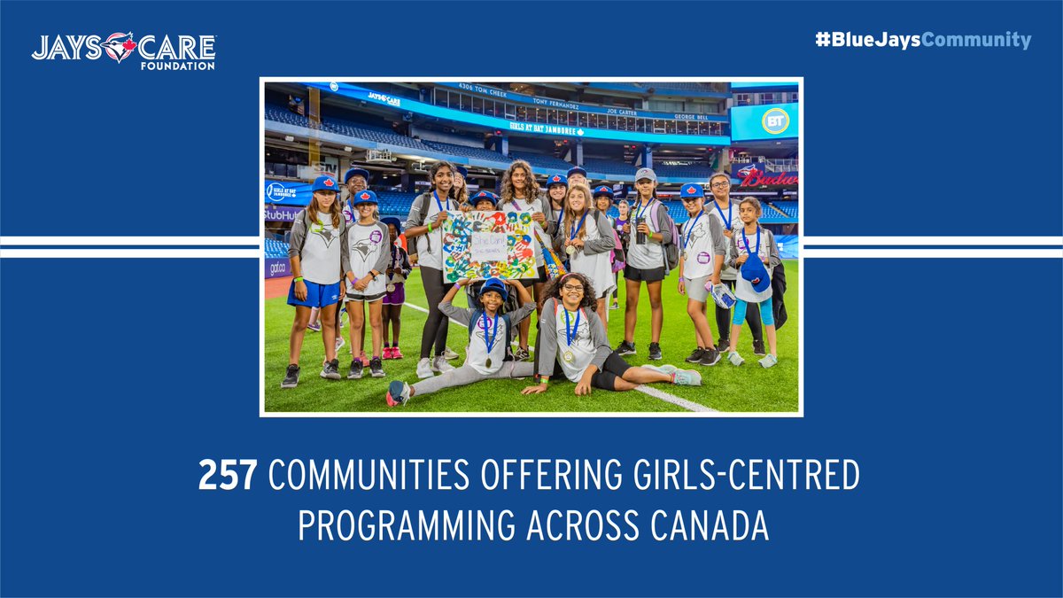 JaysCare's tweet photo. On National Girls &amp; Women in Sports Day, we're celebrating the nearly 8,500 athletes in our girl-centered programs across 🇨🇦!

#NGWSD | #BlueJaysCommunity https://t.co/U2xoCzshJu
