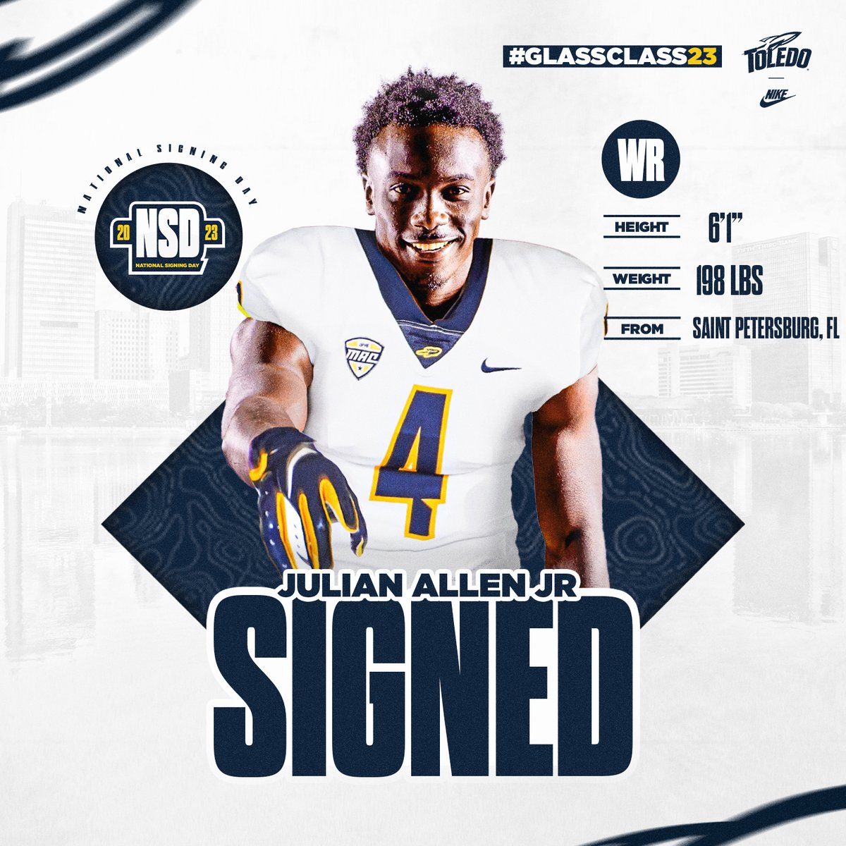 ToledoFB's tweet photo. Welcome @JulianAllenJr1 to the #GlassClass23 and the #TeamToledo 🚀 https://t.co/cQtES997hK