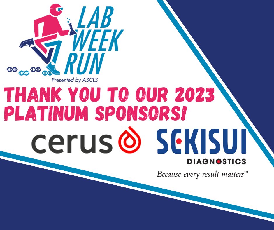 ASCLS's tweet photo. Thank you to our 2023 ASCLS Lab Week Run Platinum Sponsors @SekisuiDx and Cerus! Sign up by Feb 15 to get early bird pricing. You get a super fun medal too! #IamASCLS #Lab4Life #LabWeekRun2023 #MLPW
https://t.co/08wE6Zn6Qr https://t.co/afdYagx77H