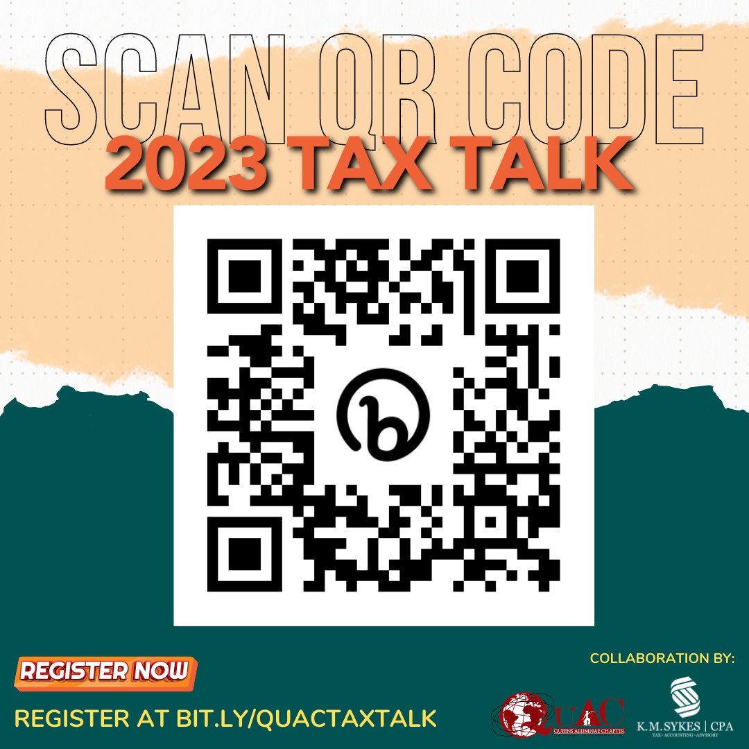 KMSYKESCPAPC's tweet image. Are you ready for the 2023 tax season? 
Don't fret! We got you covered!

Join us on our upcoming webinar:  𝟐𝟎𝟐𝟑 𝐓𝐚𝐱 𝐓𝐚𝐥𝐤  on Feb 4 at 11AM-1230PM on Zoom. 

REGISTER: -&amp;gt; bit.ly/QuACTaxTalk or scan the QR code.

#DSTQuAC #EconomicDevelopment #TaxSeason #Taxes