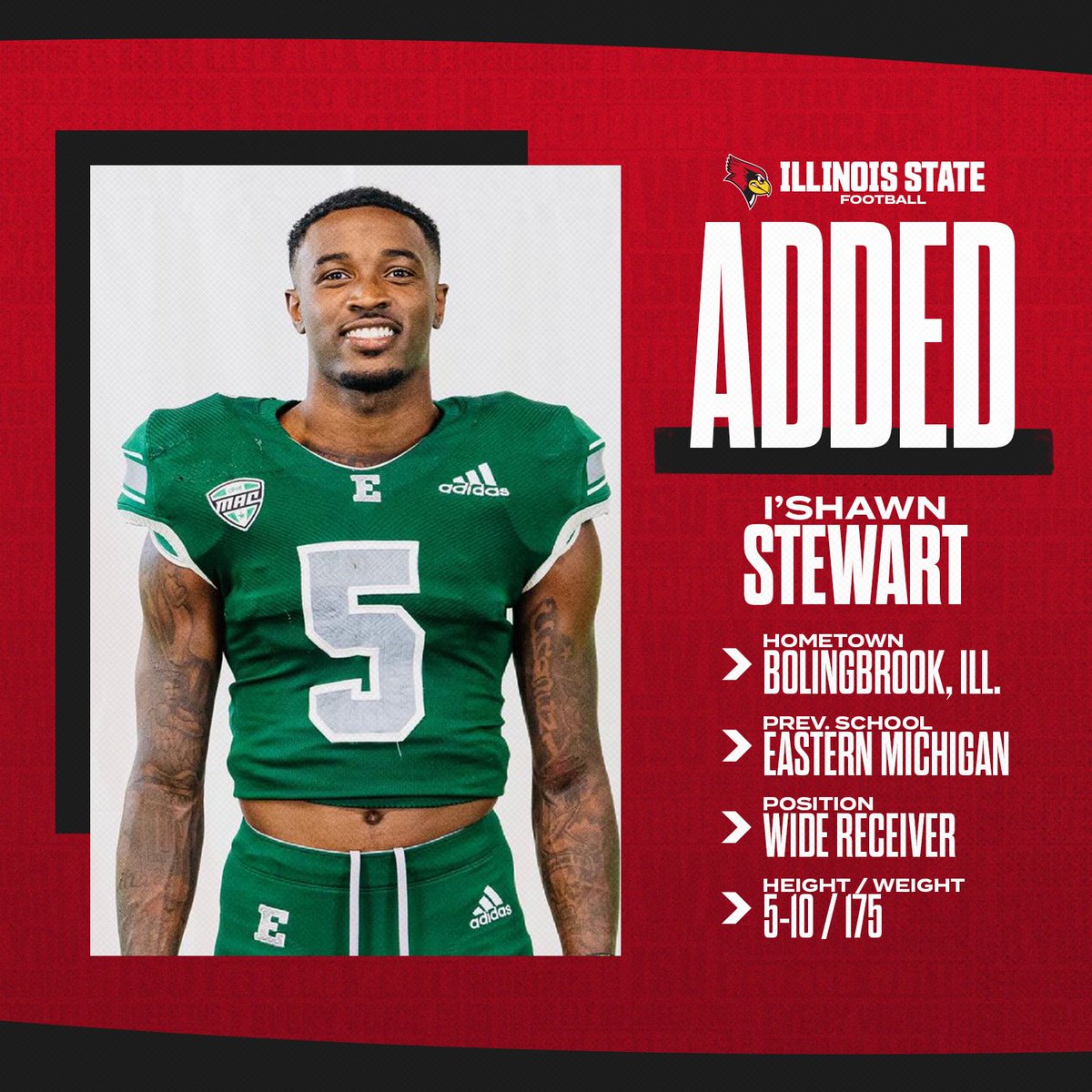 RedbirdFB's tweet photo. 𝙉𝙚𝙬 𝙖𝙙𝙙𝙞𝙩𝙞𝙤𝙣 🙌

Welcome to Redbird Football and Illinois State, I'Shawn Stewart (@ishawn_stewart)!

#Ri23up x #NSD23 https://t.co/EeCKvKCV6X