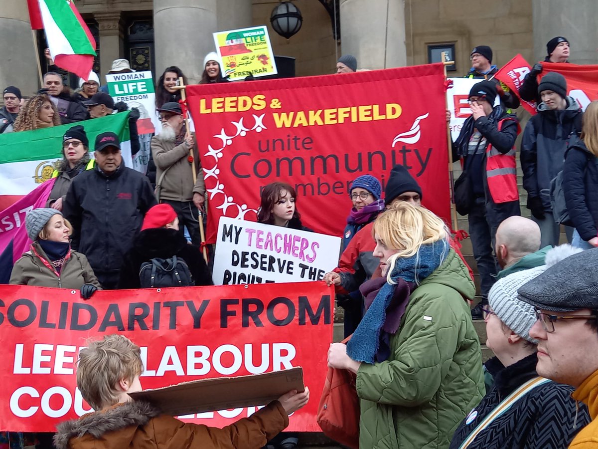 Big rally at Leeds Town Hall for #defendrighttostrike and #righttofairwage.  Great speeches including some defiance from #KarenReay regional secretary #UnitetheUnion.  Organised by #Leedstuc with many unions and local organisations supporting the #RightToStrike #UniteCommunity