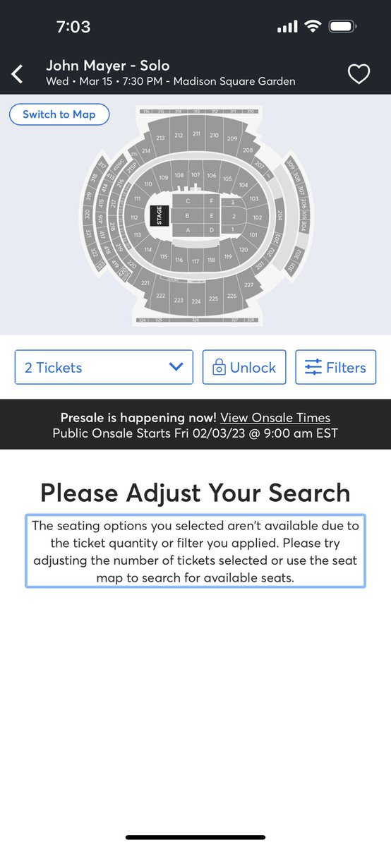 lexiasilver's tweet photo. @JohnMayer I’ve been trying to get NY tickets for 1 hour 😫 please open a night 2!! https://t.co/bR8vazyBke