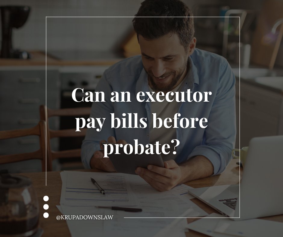 ChrisKDowns's tweet image. An executor can pay bills before probate. In most cases they will be reimbursed for these bills with assets from the estate later on.

#executorship #executortips #texaslaw #probatelawyer