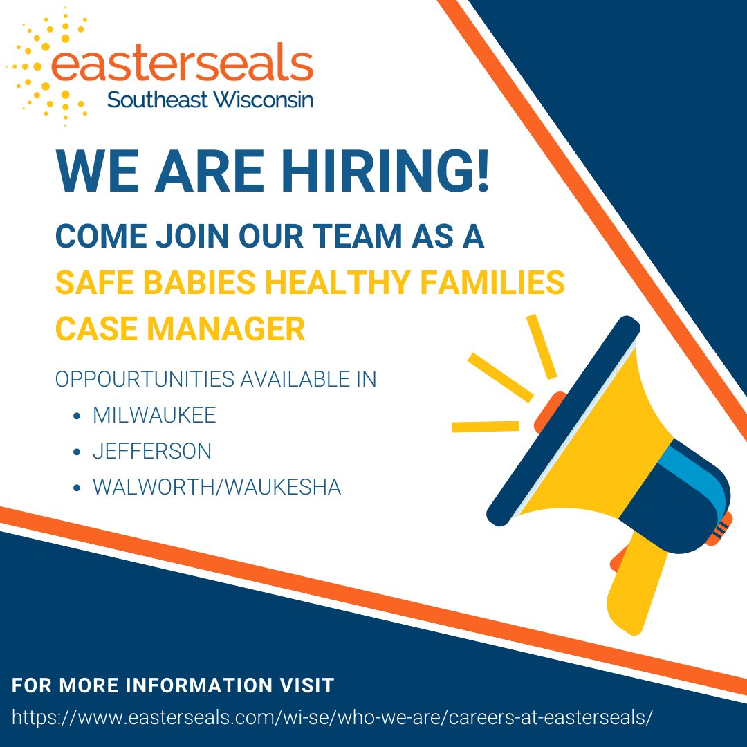 #WorkWithUsWednesday Come join our team! For more information on these opportunities and to apply follow the links below:
->Milwaukee: tinyurl.com/ypc5f86v
->Jefferson (Bilingual Position): tinyurl.com/3dphrbnj
->Walworth/Waukesha: tinyurl.com/bdhndb7a