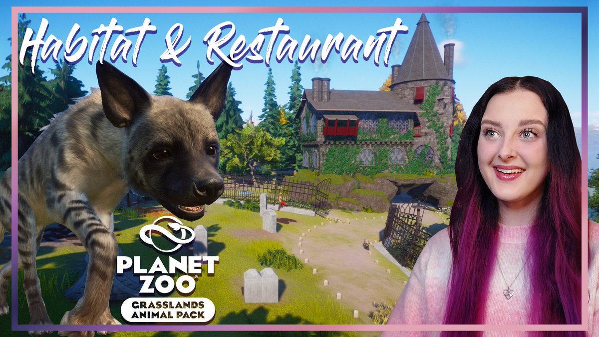 AnwynCaitlin's tweet photo. Castle restaurant overlooking a striped hyena habitat, inspired by a fun fact: "witches and wizards ride striped hyenas at night". Guests can enjoy a lovely meal in the castle &amp; look through the overgrown ivy over the windows to see the Hyenas.#planetzoo
🏰https://t.co/eaXijDYJUR https://t.co/FM7OI7rHj8