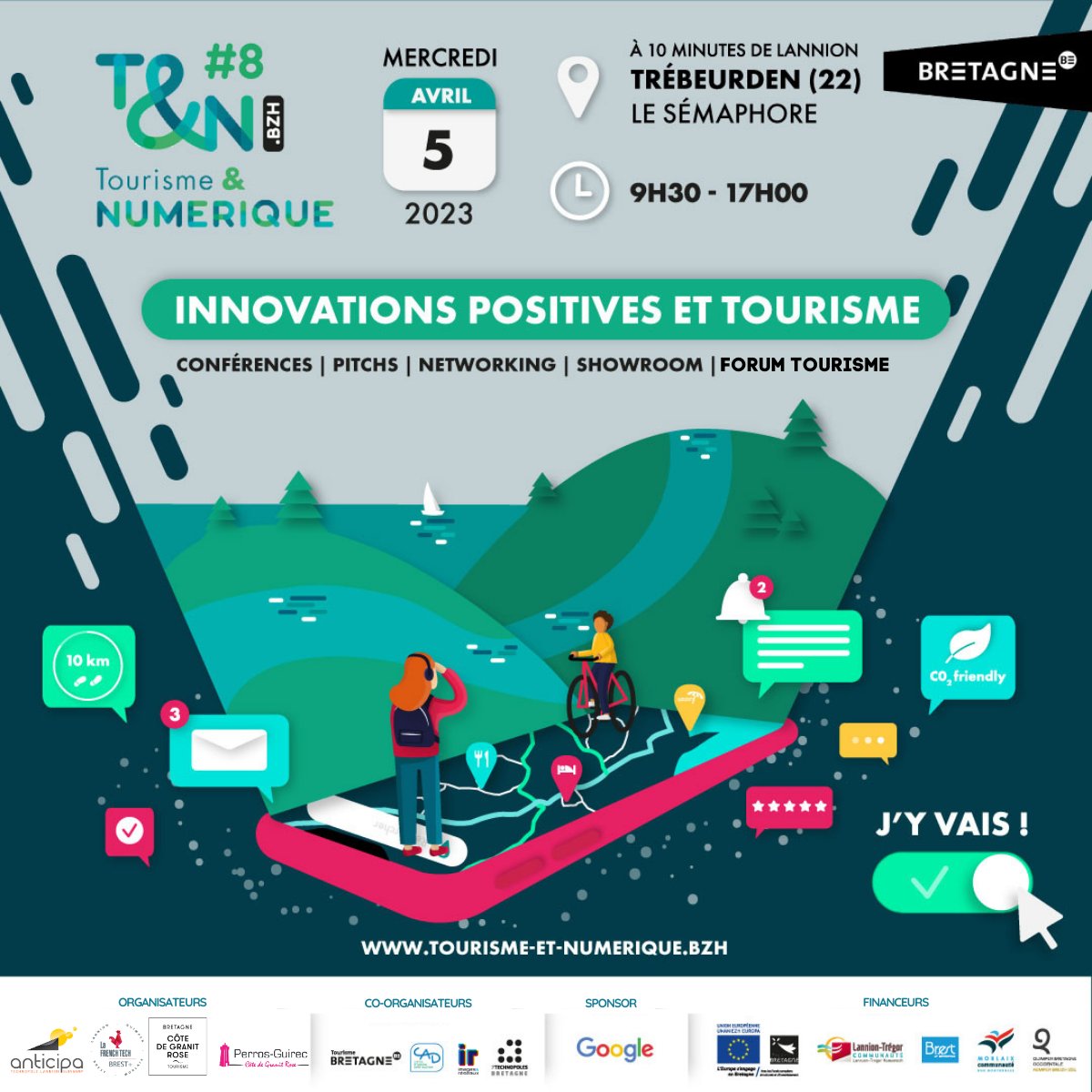 ☀[SAVE THE DATE!] Tourisme &amp; Numérique revient le  5 avril 2023 pour 1 journée 100% tourisme et innovations positives.
Conférences, pitchs, démos, showroom, forum tourisme, networking…sont au programme. 
👉Auditeurs, exposants, inscrivez-vous  ici -> tn.bzh