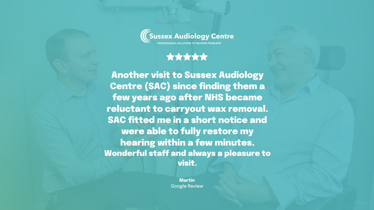 It was great to help Martin at our clinic in Hove recently, and it's always so nice to see customers leaving this sort of review for us 🙌

#Hove #SussexAudiology