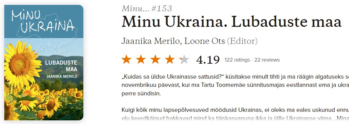 jaanikamerilo's tweet photo. Good but sad to find out that my book "Minu Ukraina" was one of the most read in libraries. Sad because it was more actual due to war. Good, because I truly tried to write it as informative as possible about Ukraine. "How it works". About life. Thank you
https://t.co/3LnNHFtHIN https://t.co/AU0mFZiIDQ