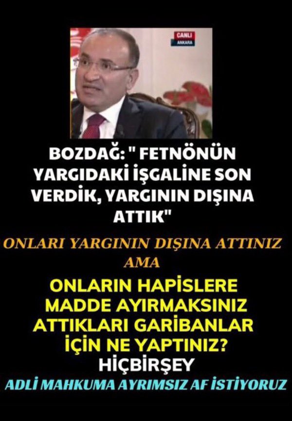 Eliff (@elif6874) on Twitter photo <a href="/Akparti/">AK Parti</a> <a href="/RTErdogan/">Recep Tayyip Erdoğan</a> AffıÇıkarın DerdiBitirin <a href="/RTErdogan/">Recep Tayyip Erdoğan</a> <a href="/dbdevletbahceli/">Devlet Bahçeli</a> <a href="/bybekirbozdag/">Bekir Bozdağ</a> <a href="/M_Sarigul/">Mustafa Sarıgül</a> <a href="/YildizFeti/">Feti Yıldız</a> <a href="/Hayati_Yazici/">Hayati Yazıcı</a> <a href="/yilmaztunc/">Yılmaz TUNÇ</a> <a href="/kilicdarogluk/">Kemal Kılıçdaroğlu</a> <a href="/meral_aksener/">Meral Akşener</a>
TCKNIN HER MADDESİNDE ADİL YARGILANMAMIŞ MİLYONLARCA İNSANLAR VAR AYRIMSIZ EŞİT YASA EŞİT AFFF İSTİYORUZ <a href="/Akparti/">AK Parti</a> <a href="/RTErdogan/">Recep Tayyip Erdoğan</a> AffıÇıkarın DerdiBitirin <a href="/RTErdogan/">Recep Tayyip Erdoğan</a> <a href="/dbdevletbahceli/">Devlet Bahçeli</a> <a href="/bybekirbozdag/">Bekir Bozdağ</a> <a href="/M_Sarigul/">Mustafa Sarıgül</a> <a href="/YildizFeti/">Feti Yıldız</a> <a href="/Hayati_Yazici/">Hayati Yazıcı</a> <a href="/yilmaztunc/">Yılmaz TUNÇ</a> <a href="/kilicdarogluk/">Kemal Kılıçdaroğlu</a> <a href="/meral_aksener/">Meral Akşener</a>
TCKNIN HER MADDESİNDE ADİL YARGILANMAMIŞ MİLYONLARCA İNSANLAR VAR AYRIMSIZ EŞİT YASA EŞİT AFFF İSTİYORUZ