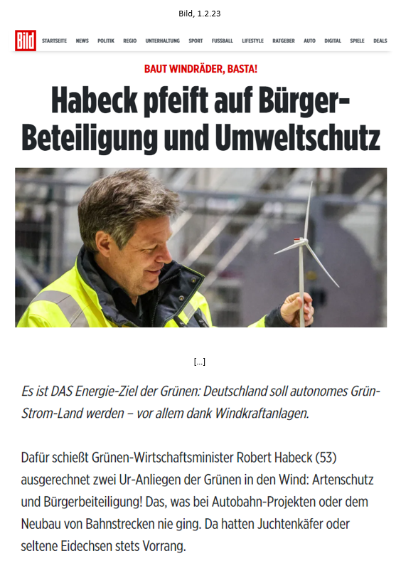 Sollen wir Habeck dafür kritisieren, dass der Windkraft-Ausbau zu langsam läuft? Oder dafür, dass er beschleunigt wird? BILD: Warum 'oder'?