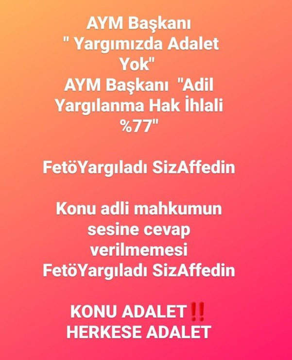 Eliff (@elif6874) on Twitter photo <a href="/Akparti/">AK Parti</a> <a href="/RTErdogan/">Recep Tayyip Erdoğan</a> AffıÇıkarın DerdiBitirin <a href="/RTErdogan/">Recep Tayyip Erdoğan</a> <a href="/dbdevletbahceli/">Devlet Bahçeli</a> <a href="/bybekirbozdag/">Bekir Bozdağ</a> <a href="/M_Sarigul/">Mustafa Sarıgül</a> <a href="/YildizFeti/">Feti Yıldız</a> <a href="/Hayati_Yazici/">Hayati Yazıcı</a> <a href="/yilmaztunc/">Yılmaz TUNÇ</a> <a href="/kilicdarogluk/">Kemal Kılıçdaroğlu</a> <a href="/meral_aksener/">Meral Akşener</a>
TCKNIN HER MADDESİNDE ADİL YARGILANMAMIŞ MİLYONLARCA İNSANLAR VAR AYRIMSIZ EŞİT YASA EŞİT AFFF İSTİYORUZ <a href="/Akparti/">AK Parti</a> <a href="/RTErdogan/">Recep Tayyip Erdoğan</a> AffıÇıkarın DerdiBitirin <a href="/RTErdogan/">Recep Tayyip Erdoğan</a> <a href="/dbdevletbahceli/">Devlet Bahçeli</a> <a href="/bybekirbozdag/">Bekir Bozdağ</a> <a href="/M_Sarigul/">Mustafa Sarıgül</a> <a href="/YildizFeti/">Feti Yıldız</a> <a href="/Hayati_Yazici/">Hayati Yazıcı</a> <a href="/yilmaztunc/">Yılmaz TUNÇ</a> <a href="/kilicdarogluk/">Kemal Kılıçdaroğlu</a> <a href="/meral_aksener/">Meral Akşener</a>
TCKNIN HER MADDESİNDE ADİL YARGILANMAMIŞ MİLYONLARCA İNSANLAR VAR AYRIMSIZ EŞİT YASA EŞİT AFFF İSTİYORUZ