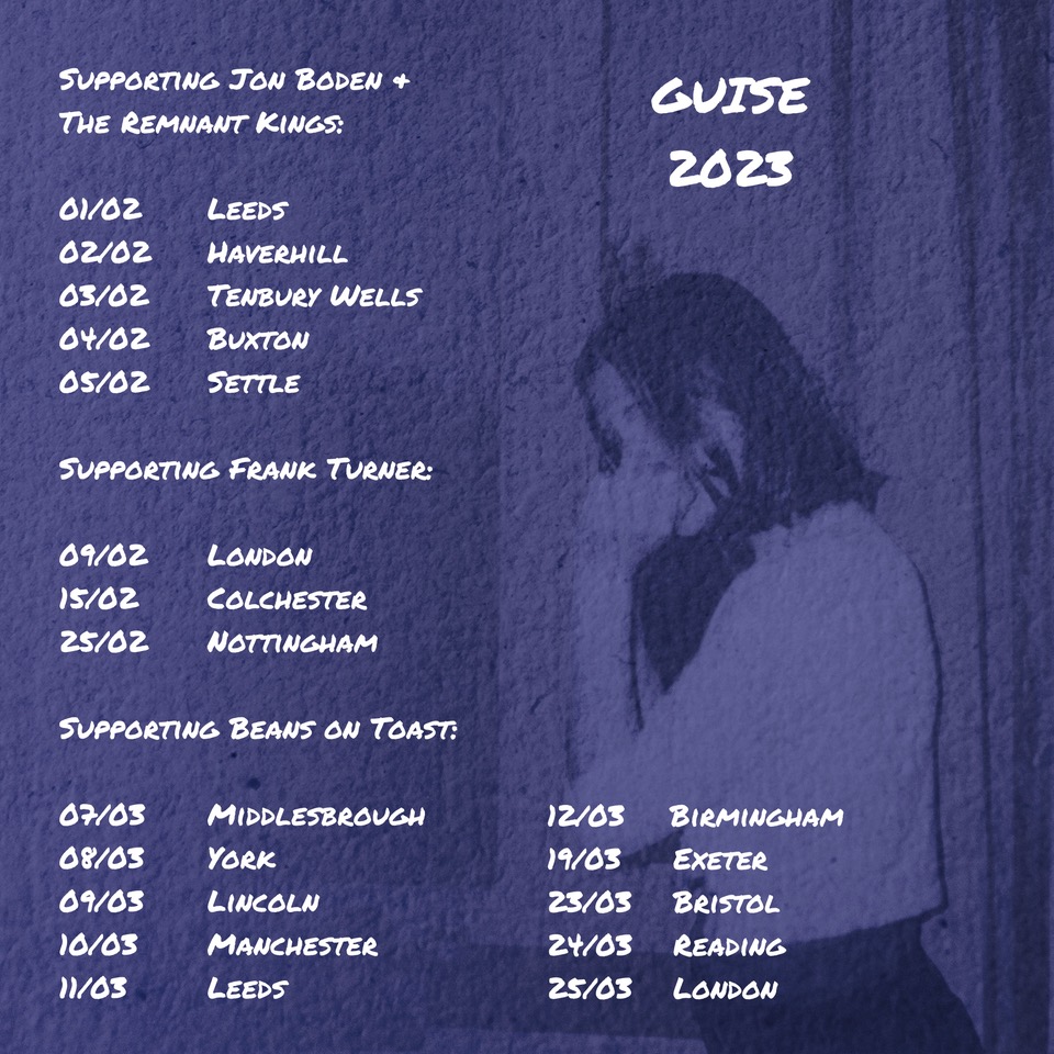 Starting today! <a href="/Guiseband/">Guise</a> heads out on tour supporting first <a href="/boden_jon/">Jon Boden</a> + The Remnant Kings and then <a href="/frankturner/">Frank Turner</a> in February. Plus <a href="/beanstoast/">Beans on Toast</a> in March. All dates listed below and tickets are here: guisemusic.com