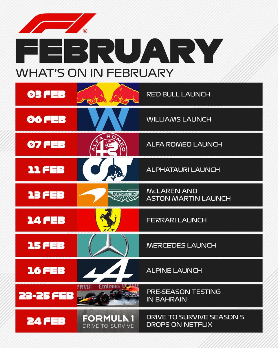 F1's tweet photo. Lots to look forward to this month! 🗓👀

#F1 https://t.co/RtuJyFxCfJ