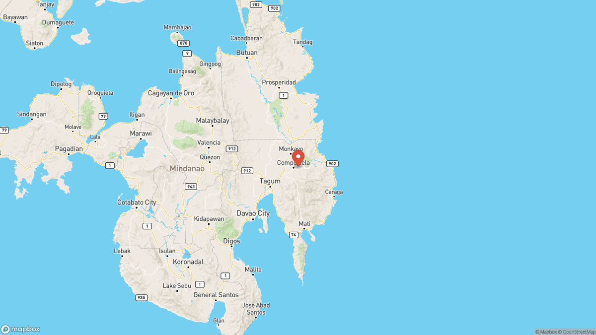 QuakeAlerts's tweet photo. A magnitude 6.2 earthquake took place 6km East of Compostela, Philippines at 10:44 UTC (7 minutes ago). The depth was 10km and was reported by GFZ. #earthquake #earthquakes #Compostela #Philippines https://t.co/49O6rIUybo