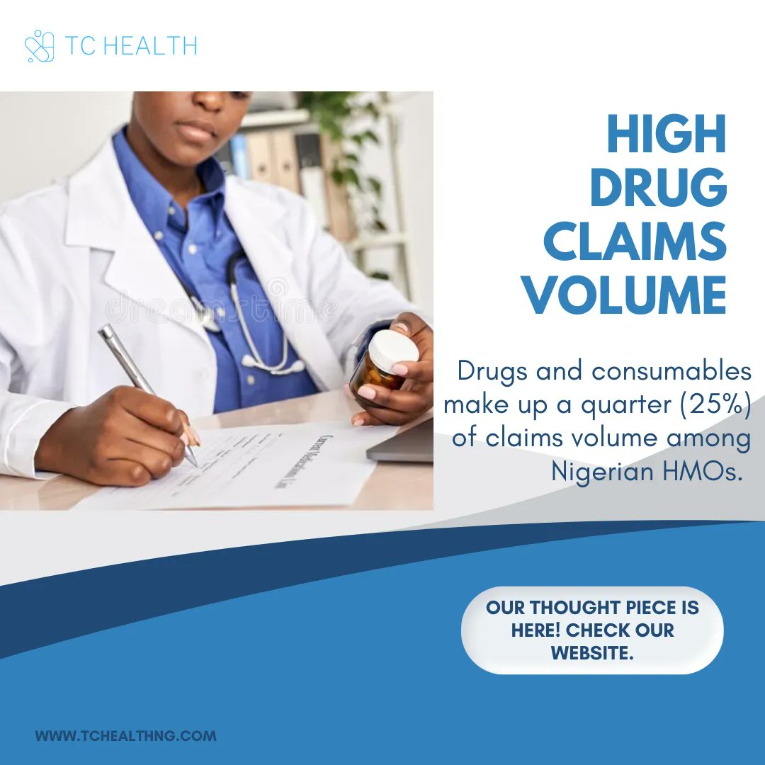 TCHealthNG's tweet photo. Drugs and consumables make up 25% of claims volume among Nigerian HMOs.This presents a huge opportunity for PBMs to manage prescriptions and drug dispensing efficiently and allow for cost savings.
Our thought piece here! https://t.co/Dbx1aAvf8I
#tchealth #healthcare #newmonth https://t.co/S14xA0kv7a