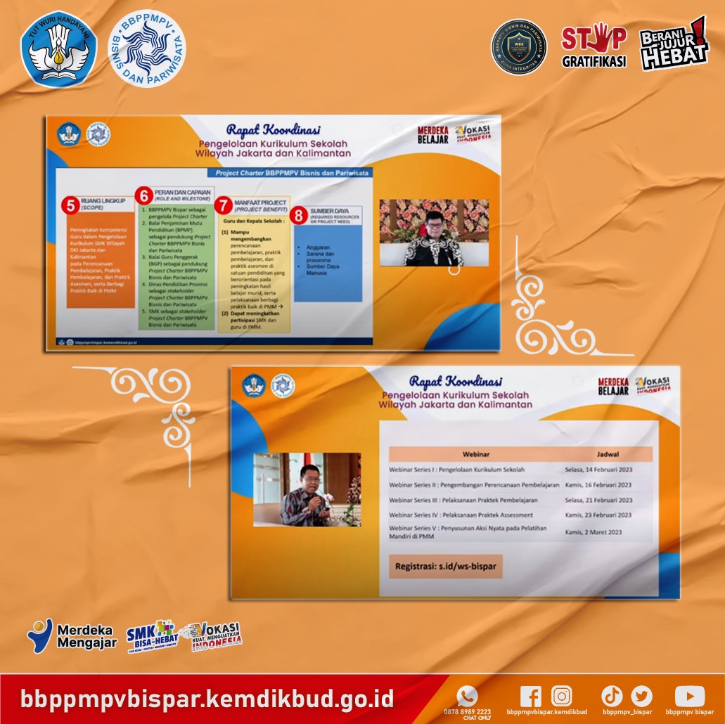 bbppmpv_bispar's tweet photo. BBPPMPV Bisnis dan Pariwisata menyelenggarakan Rapat Koordinasi Pengelolaan Kurikulum Sekolah, untuk Wilayah DKI Jakarta dan Kalimantan, melalui media daring, Selasa (31/1) 

#bbppmpvbispar
#merdekamengajar
#webinarbispar23
#kamivokasi
#vokasikuatmenguatkan https://t.co/GkzuVxFztg