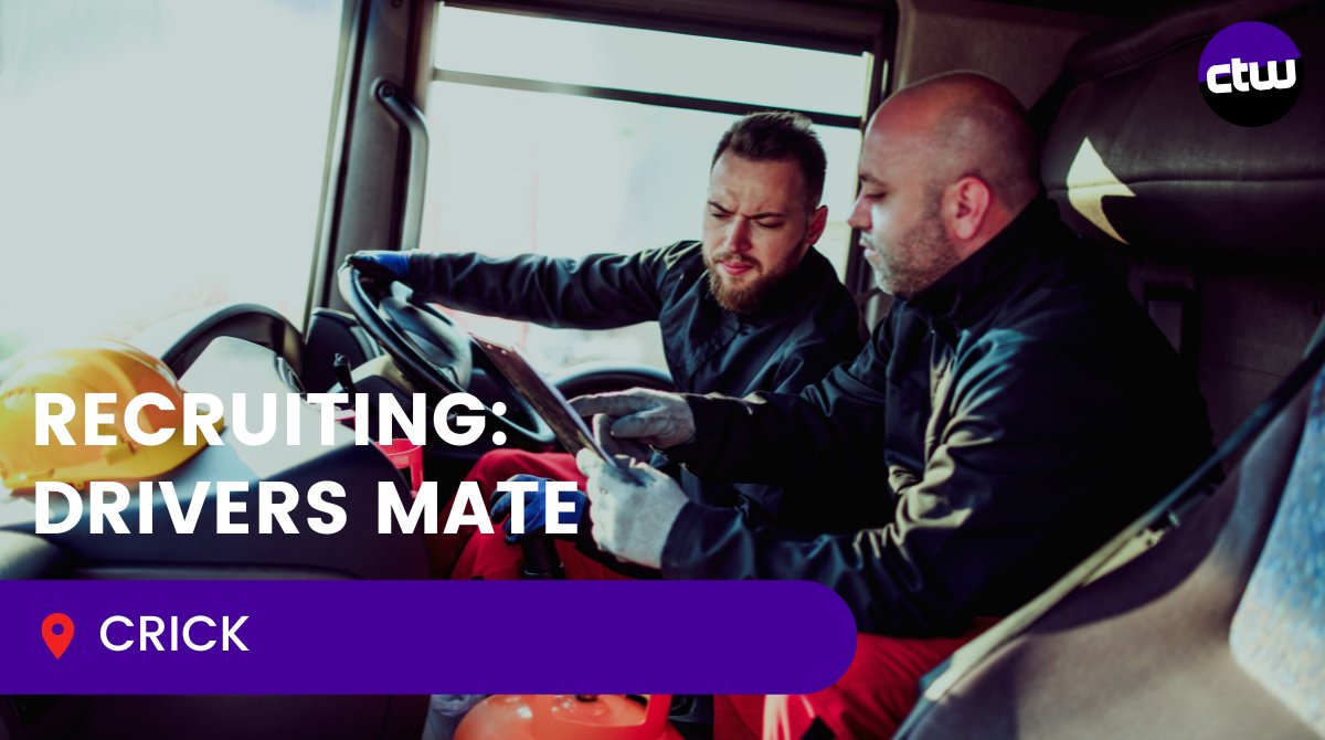 CTWRecruitment's tweet photo. Are you a Drivers Mate in Crick looking for a position? 🚚

Look no further! We’ve got the job for you! 

🌐 https://t.co/sHdGVuK21j

#DriversMateJobs #DrivingJobs #UKRecruitment https://t.co/dd33NZbaG8