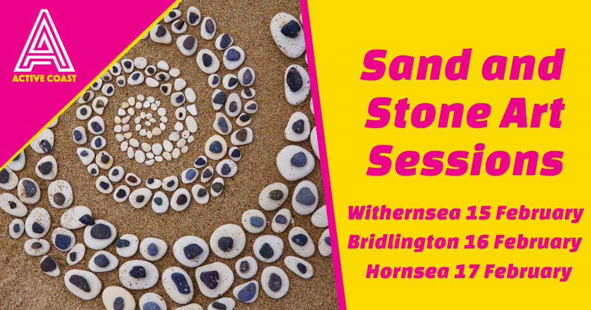 The  FREE Active Coast Sand and Stone Art workshops return this February half term. 

Come and try your hand at stone stacking, sand drawing and beach art.’ 

Withernsea - Wed 15 February 
Bridlington - Thurs 16 February 2023
Hornsea - Fri 17 February

👉 orlo.uk/Active_Coast_G…