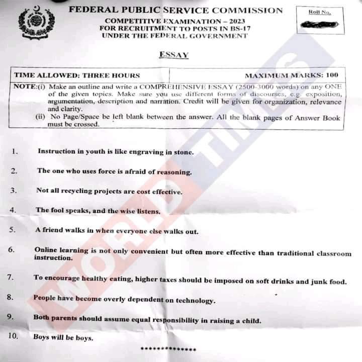 You guess and let FPSC surprise you 
Today's Essay paper #css2023

Boys will be boys,  aspirants will be aspirants 😂