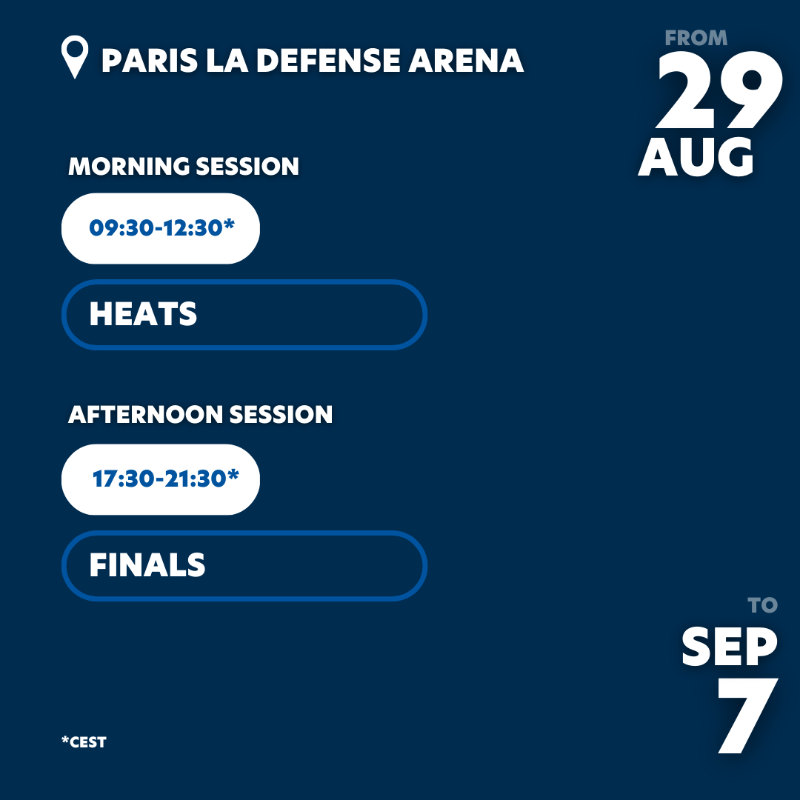 Para_swimming's tweet photo. Paris La Defense Arena will host 10-days of #ParaSwimming events at @Paris2024. 

The full schedule is out 👇🏽 so you can already plan yourself to watch it! 🥽🏊🏻🏊🏾‍♀️ 

@paralympics