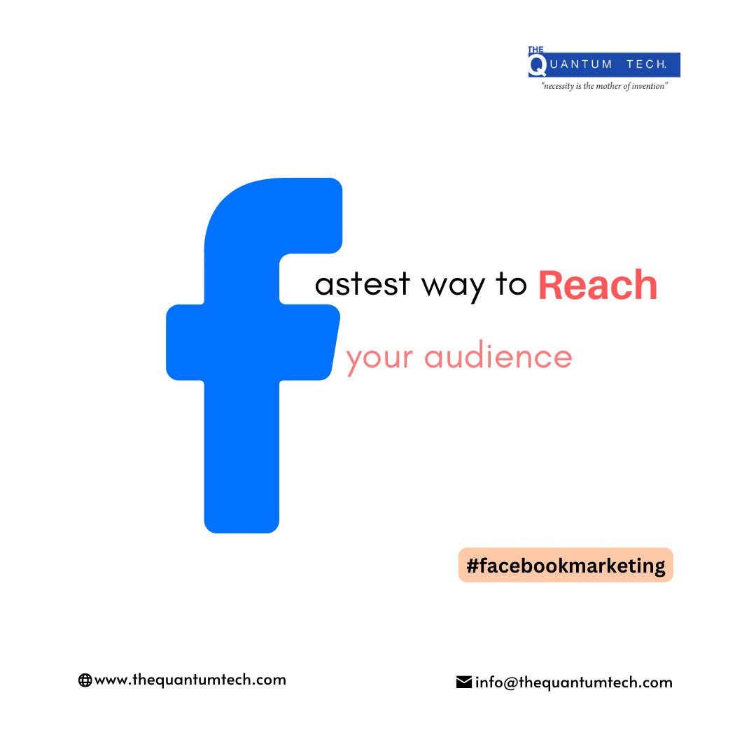 Facebook marketing is the best choice to target your audience...!!
 #thequantumtech  #innovation  #facebookmarketing #facebookmarketingtips #facebookmarketingexpert #socialmediamarketing #digitalmarketingtips