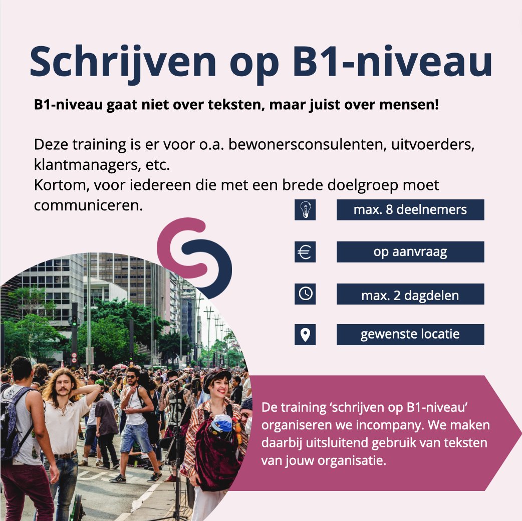 WAT ZEGGIE?!
In deze training leer je waar je op moet letten om begrijpelijk te schrijven. Verplaats je in je doelgroep. Oefen met voorbeelden vanuit jouw organisatie! Deze training wordt incompany georganiseerd! 
communicatieschakel.nl/schrijven-op-b…

#b1niveau #communicatieschakel