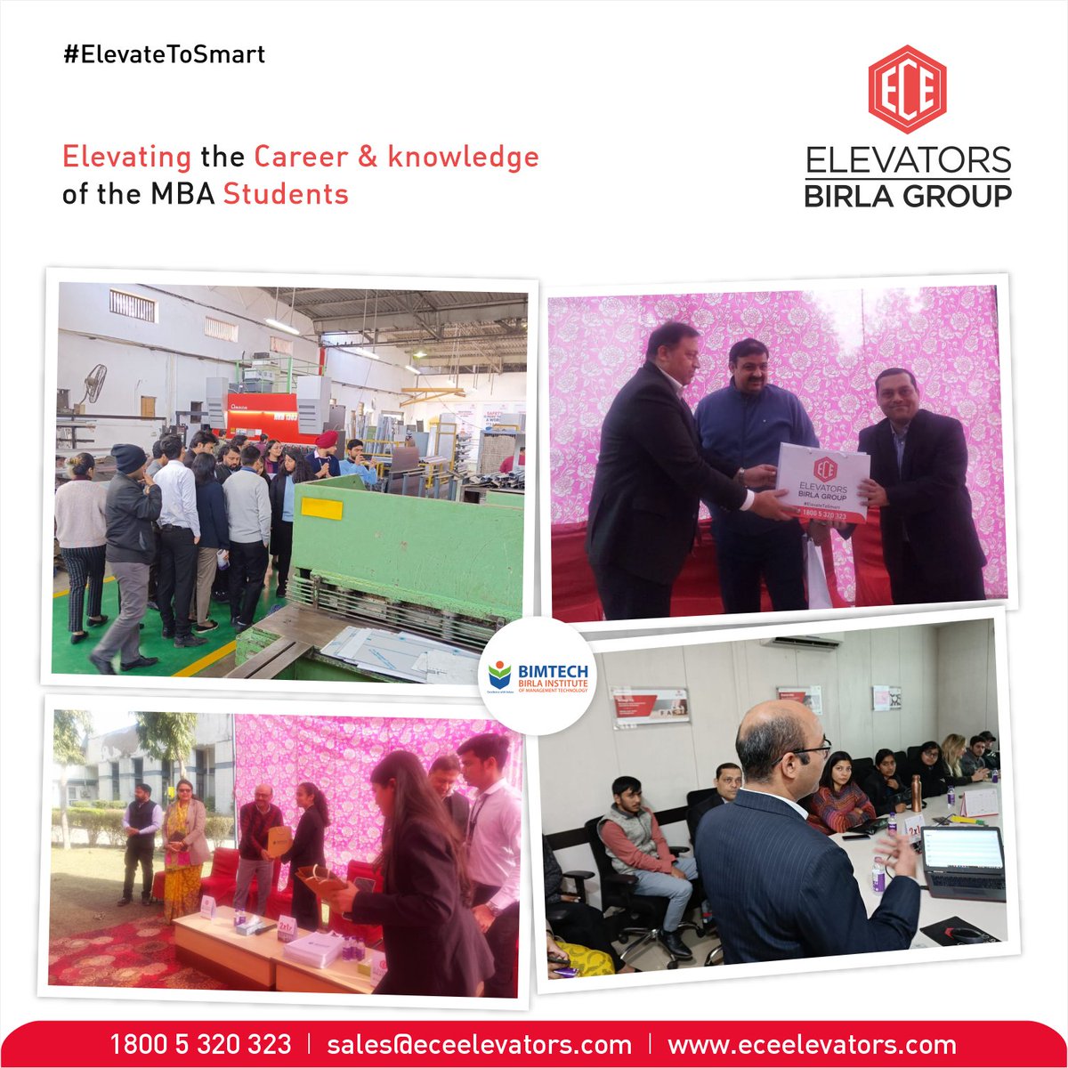 ECEElevators's tweet image. Elevating our future: Thrilled to host #MBA #students from #BIMTECH for an interactive and informative visit to our factory and HO. The students learned about our supply chain practices, production processes, cutting-edge technology offerings,(1)