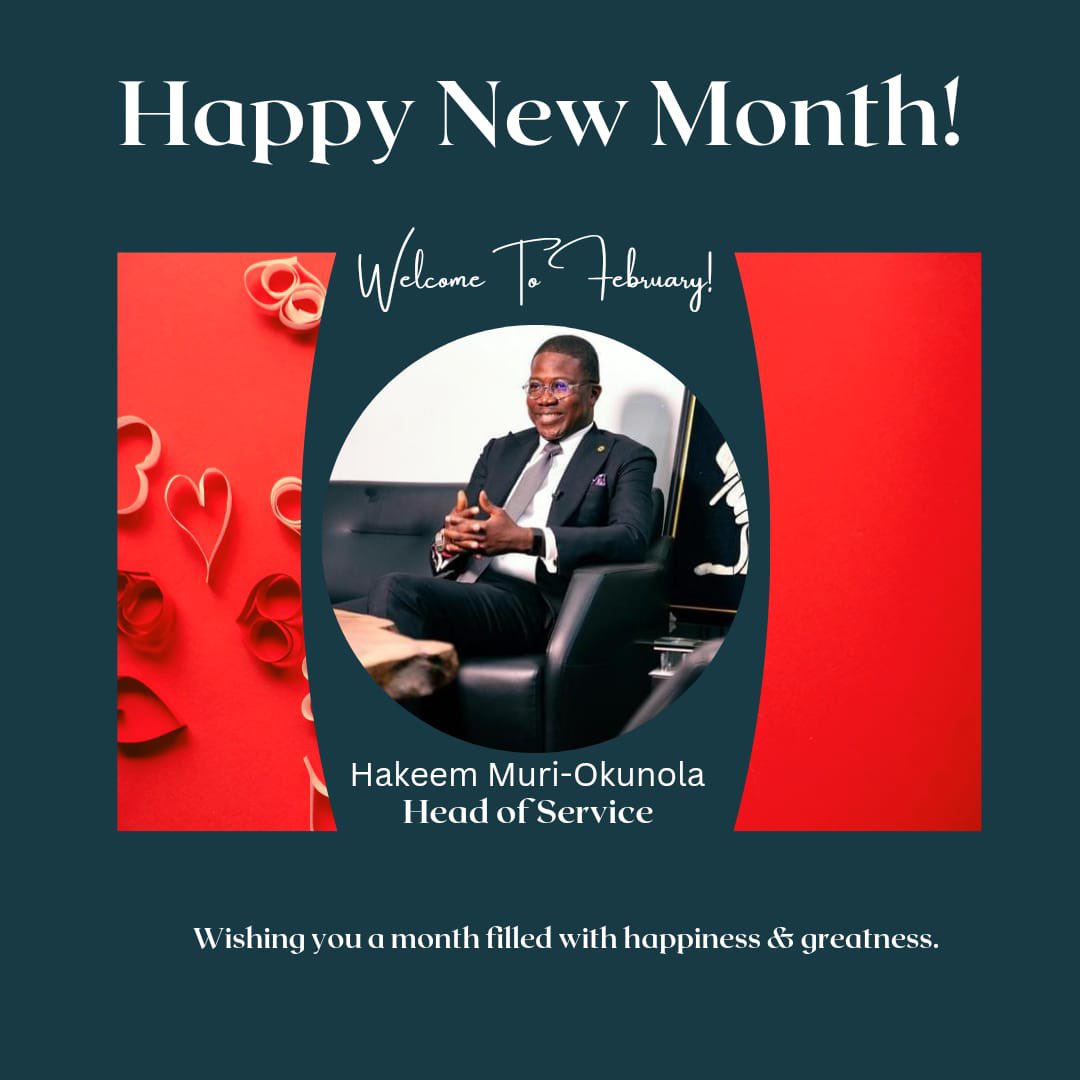 LagosHOS's tweet photo. Happy New Month from the HoS - Mr. Hakeem Muri-Okunola 

@hmokunola_ 
@followlasg 

#LagosCivilService #ForAGreaterLagos https://t.co/zPbh0Sw0aN