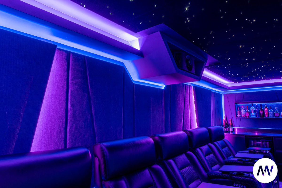 ModusCinemas's tweet photo. How amazing is this DMX colour changing LED lighting?!💡

It goes around the panelling, steps and coffers of this bespoke cinema room and can be set to any desired colour combo to instantly change the atmosphere.

#homecinemaroom https://t.co/XLLDhKzyRX