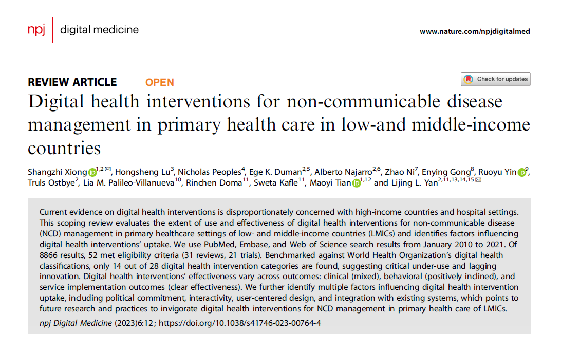 There is critical under-use & lagging innovation when it comes to #digitalhealth in low & middle-income countries despite high demand. #Telehealth services form the majority of existing tools. This #scopingreview explores the factors influencing uptake.

nature.com/articles/s4174…